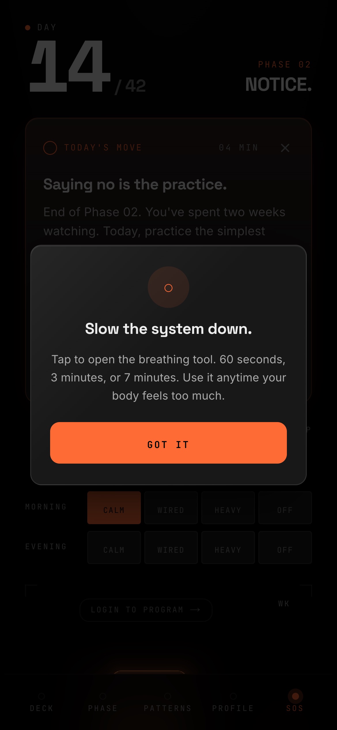 Breathe modal